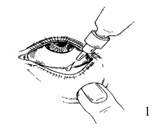 Demonstrating how to use eye drops 