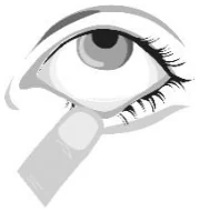 Pull down the lower eyelid